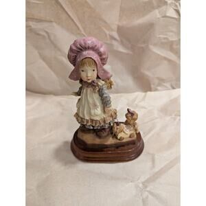 Sarah Kay Figurine ~4" PLAYTIME GIRL WITH DOLL IN WAGON REPLICA by APEX China